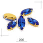 50pcs Leaf Shape Glass Rhinestones with Gold Bottom Horse Eye Claw Rhinestone Quadangle Glass Claw Hand Sewn Crystal Diy Clothing Shoes Bag Accessories 9*18mm