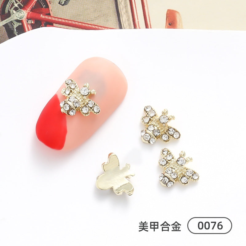 Nail Small Bee Alloy Bow Rhinestone Ornaments Metal Japanese Jewelry