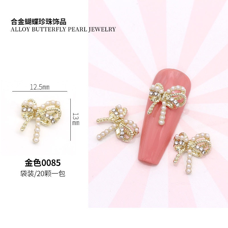 Luxury Quality Alloy Metal Crystal 3d Nail Fashion Alloy Gold Diy Nail Art Decorations Jewelry
