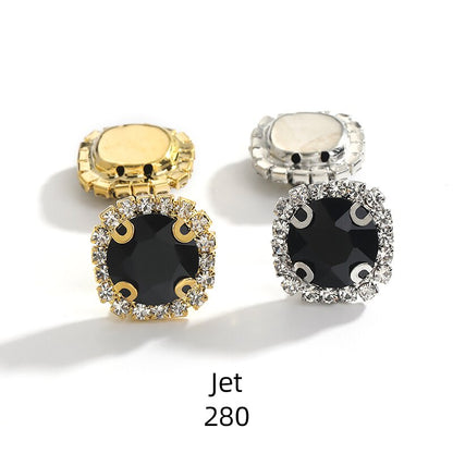 10pcs Gemstone Flower Rhinestone Round Crystal Pointback Strass Jewerlry Stone With Claw DIY Sewing Buttons In Clothes