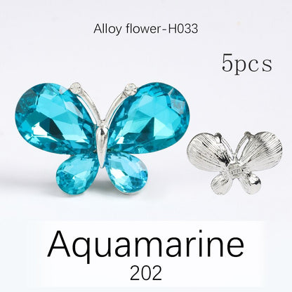 TonyBead 5Pcs Crafts Butterfly Rhinestone Appliques Jewelry Charms Handmade Trendy Glue on Glass Decorations Big Crystal AccessoriesBarang kemas，Kelengkapan