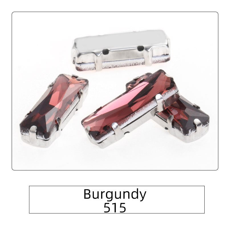 Rectangle 5x10 5x15 7x21mm Glass Crystal Sew On Rhinestones With Silver Claw Handicrafts Glitter Stones For Dress Beeds