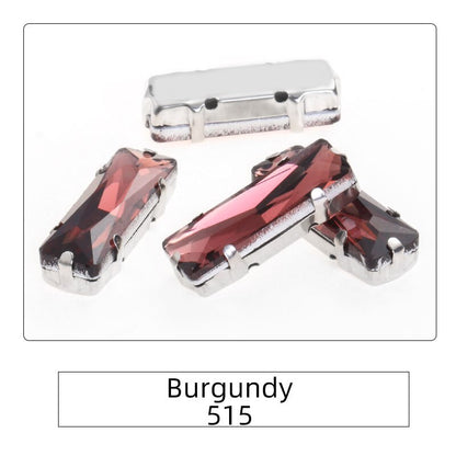 Rectangle 5x10 5x15 7x21mm Glass Crystal Sew On Rhinestones With Silver Claw Handicrafts Glitter Stones For Dress Beeds