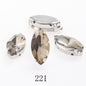 Yichuan  Horse Eye Navette Point Back Stones Metal Base Decorations For Clothes Sewn Rhinestones for Needlework Wedding Dress Crystal Jewelry for Crafts