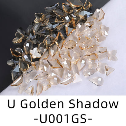 50pcs Flat Back Crystal Nail Parts Hearts 50 Pieces 3D Glass Rhinestones for Needlework Decoration Glitter Gems Design Fac