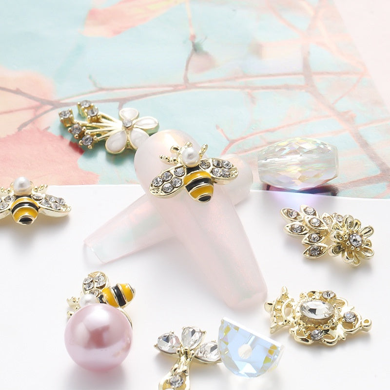 Nail Small Bee Alloy Bow Rhinestone Ornaments Metal Japanese Jewelry