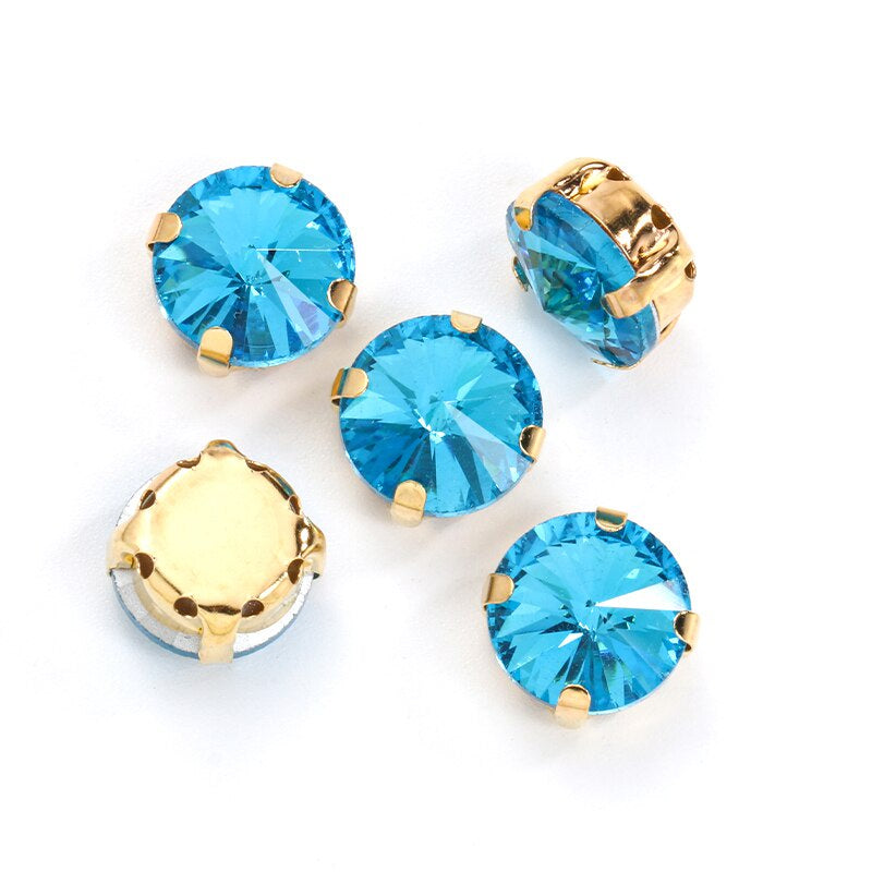 10/12mm Round Glass Rhinestones With Claw Sew On Crystal Stone Strass Diamond For Clothes Needlework DIY