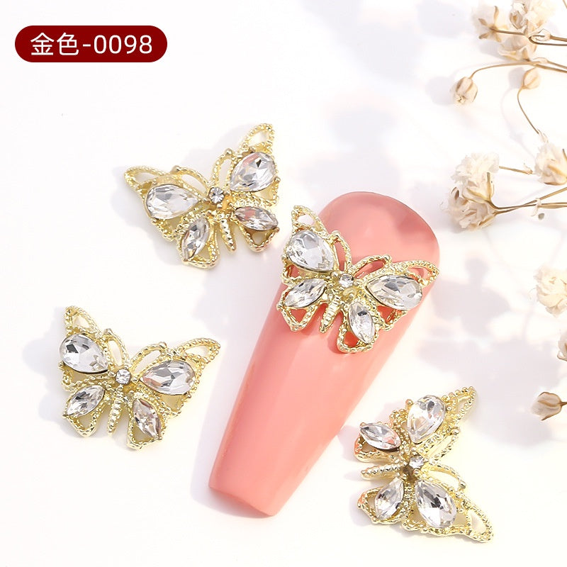 New Design Gem Designs Nail Butterfly Alloy Crystal Stones For Nail Art Decoration