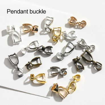 10Pcs/Set Pendant Clip Melon Seeds Buckles Gold Silver Connector Pendant Clasp Necklace Jewelry Supplies 5x14MM 6x17MM 7x20MMBarang kemas Kelengkapan