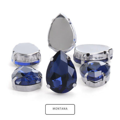 20*30mm 10pcs Drop Shape Glass Rhinestones with Claw Sew on Teardrop Crystal Stone Diamond Metal Base