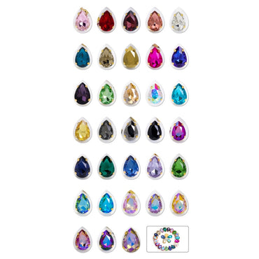 【ready stock】Yichuan Drop Rhinestone Sew-on Glass Golden Base Stones Crystal For Decoration and Crafts Clothes Sewn Rhinestones For Needlework