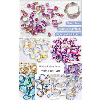 TonyBead 20Pcs Mixed Shape Flatback Stone Gem Glass Nail Art Rhinestone For Jewelry Making Loose Strass Crystal Nail Accessories Nail Drill kuku