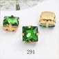 8/10mm 50PCS Square Shape Glass Rhinestones with Golden Claw Sew on Crystal Stone for Clothes Decoration Dress