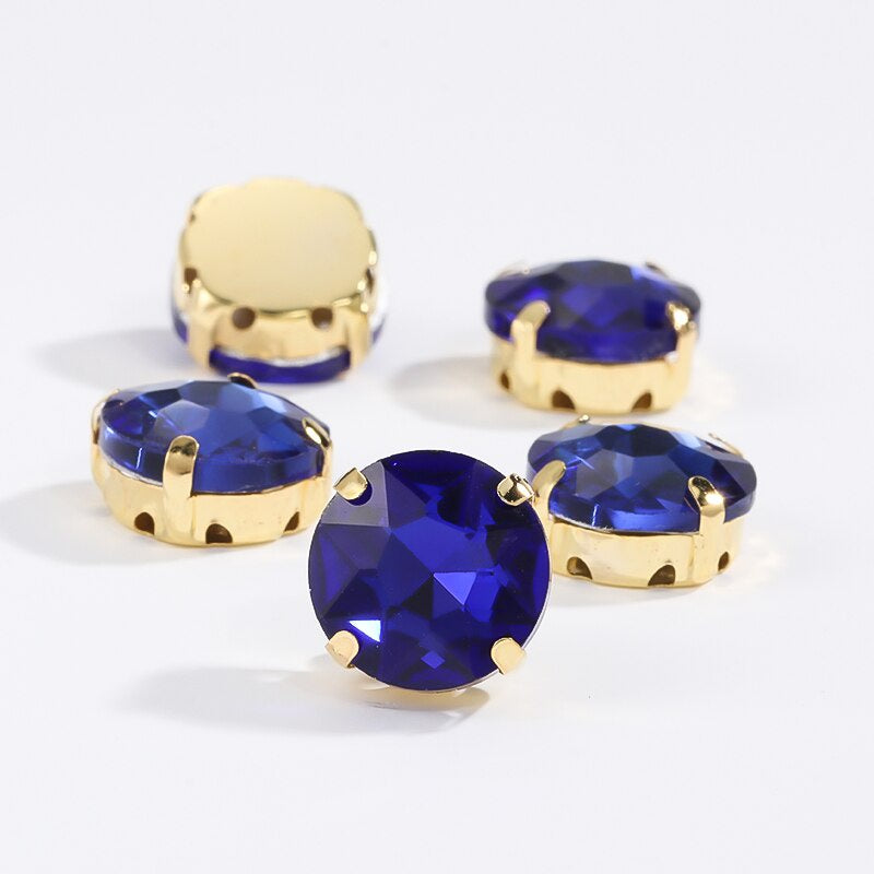 8/10mm 50pcs Round Rhinestones With Golden Claw for Dress Sew On Crystal Stone for Crafts Rhinestones Embellishments