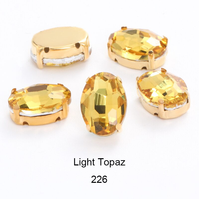 50pcs 6*8mm/8*10mm Oval Glass Rhinestones with Clawed Sewn Crystal Strass Diamond Clothes Rhinestones DIY