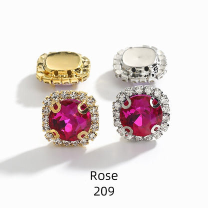 TonyBead12mm 10/20pcs Gemstone Flower Rhinestone Round Crystal Pointback Strass Jewerlry Stone With Claw DIY Sewing Buttons In Clothes