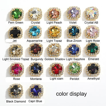 8mm 10pcs Gemstone Flower Rhinestone Round Crystal Pointback Strass Jewerlry Stone With Claw DIY Sewing Buttons In Clothes