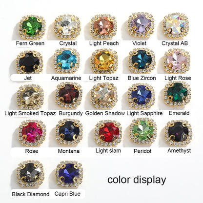 10pcs Gemstone Flower Rhinestone Round Crystal Pointback Strass Jewerlry Stone With Claw DIY Sewing Buttons In Clothes