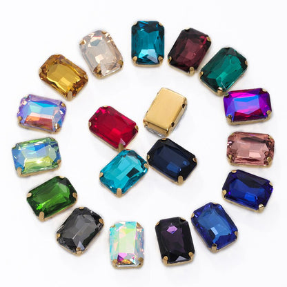 Rectangle Shape 10X14 13X18mm Glass Rhinestones With Claw Sew On Stone Strass Diamond For Clothes Rhinestones for Crystal Crafts
