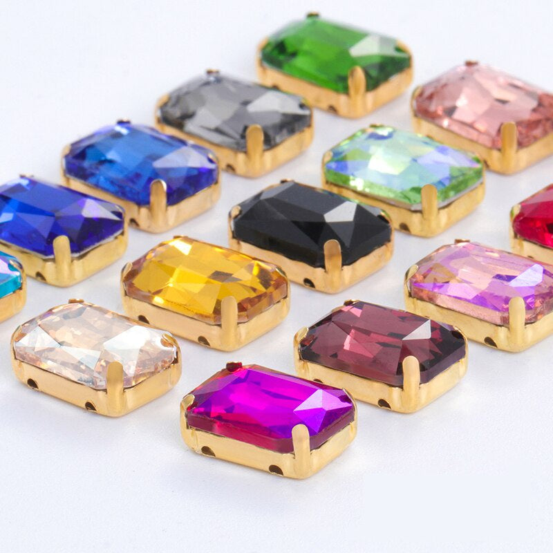 Rectangle Shape 10X14 13X18mm Glass Rhinestones With Claw Sew On Stone Strass Diamond For Clothes Rhinestones for Crystal Crafts