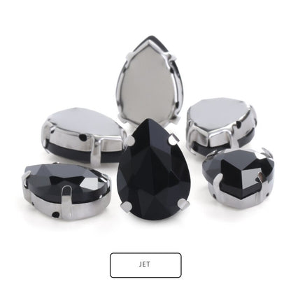 Drop Shape Glass Rhinestones With Claw White K Metal Base Buckle Sew On Crystal Stone Strass Diamond Rhinestones For Needlework