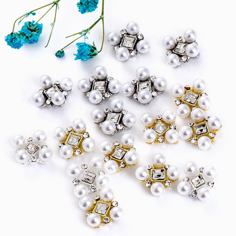 3D Nail Art Alloy Pearl 3PCS Kawaii Colorful Design Alloy Accessories Rhinestone Nail Charm