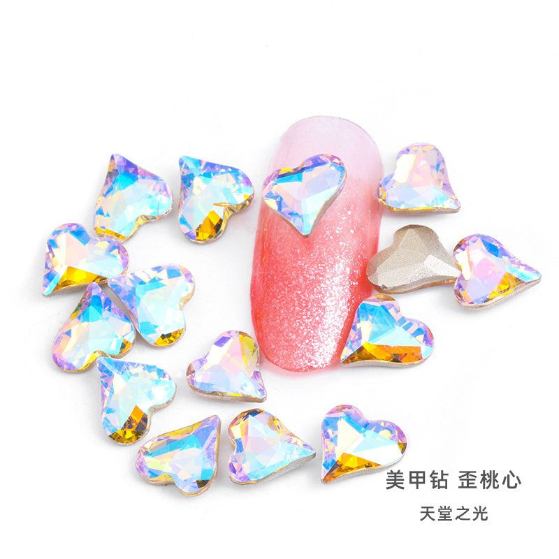 10pcs Rhinestones Nails Accessories Hearts Glass Parts Supplies Luxury Nail sticker Zircon Wholesale Crystals Glitters Jewelry