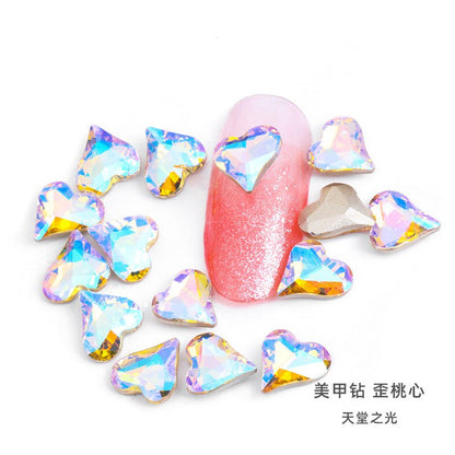 10pcs Rhinestones Nails Accessories Hearts Glass Parts Supplies Luxury Nail sticker Zircon Wholesale Crystals Glitters Jewelry