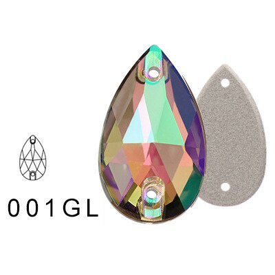 11 * 18Mm water drop flat buckle handmade perforated hand sewn drill clothing accessories high-grade rhinestone water drop hand sewn stone