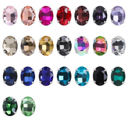 6*8/8*10mm Oval Shape Glass Rhinestones With Silver Sew On Crystal Stone Strass Diamond For Clothes Dress