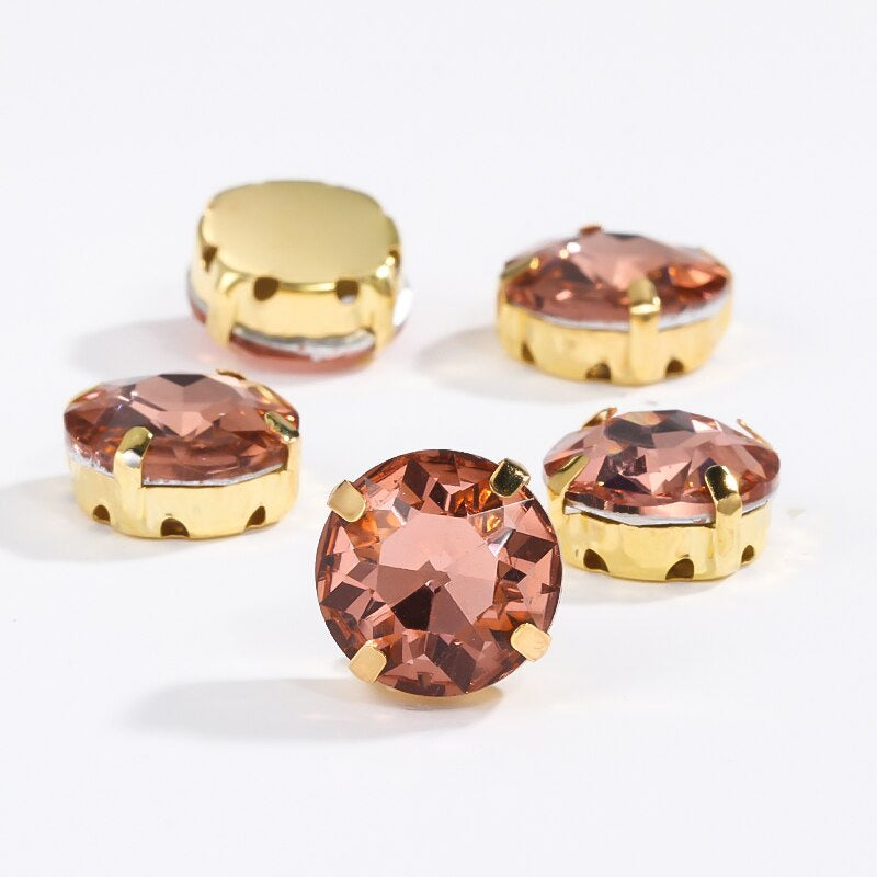 8/10mm 50pcs Round Rhinestones With Golden Claw for Dress Sew On Crystal Stone for Crafts Rhinestones Embellishments