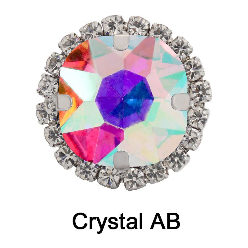 TonyBead 12mm Fat Square Glass Flatback Rhinestone Gold Metal Claw Settings Sew on For Clothing Diy Craft Sewing Buttons Crystals Ornament