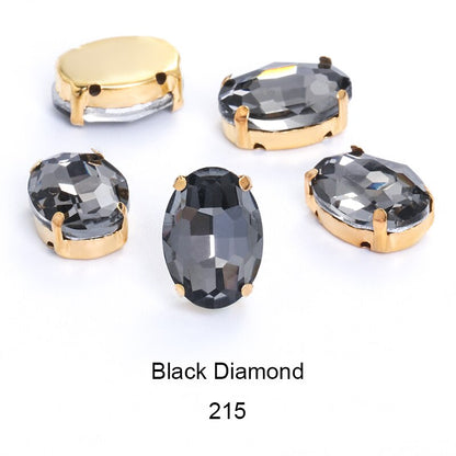50pcs 6*8mm/8*10mm Oval Glass Rhinestones with Clawed Sewn Crystal Strass Diamond Clothes Rhinestones DIY