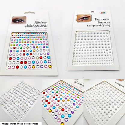 Cross-Border Hot Sell Face Rhinestone Diamond Sticker Eyebrow Eye Pad Forehead Face Decoration Acrylic Crystal Sticker Party Diamond Sticker