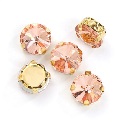10/12mm Round Glass Rhinestones With Claw Sew On Crystal Stone Strass Diamond For Clothes Needlework DIY