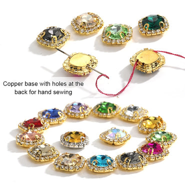 TonyBead12mm 10/20pcs Gemstone Flower Rhinestone Round Crystal Pointback Strass Jewerlry Stone With Claw DIY Sewing Buttons In Clothes