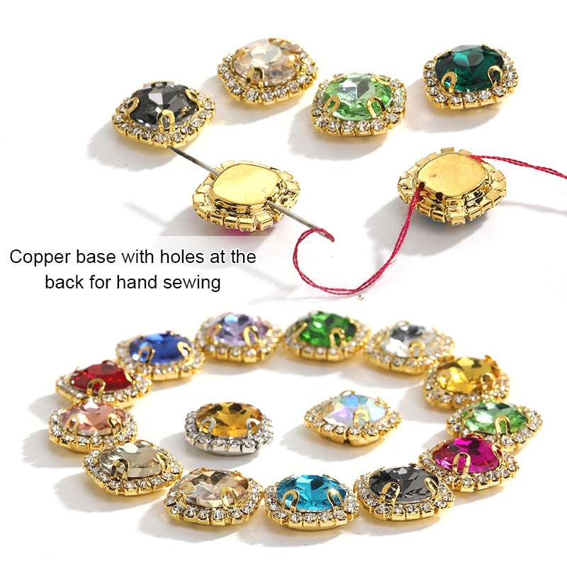 10pcs Gemstone Flower Rhinestone Round Crystal Pointback Strass Jewerlry Stone With Claw DIY Sewing Buttons In Clothes