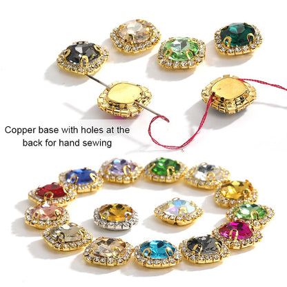 10pcs Gemstone Flower Rhinestone Round Crystal Pointback Strass Jewerlry Stone With Claw DIY Sewing Buttons In Clothes