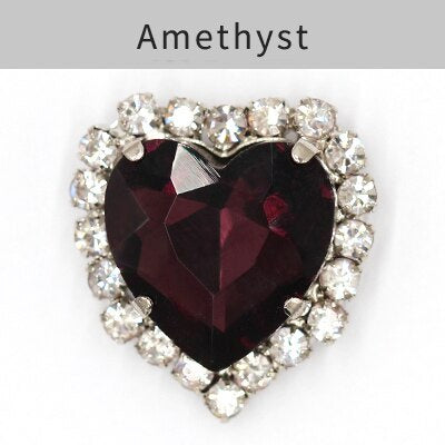 TonyBead kuku logam yang digunakan pada pakaian,heart Shape Glass Rhinestones With Claw Sew On Crystal Stone Metal Base Buckle For Clothes Strass Diamond Sewn Rhinestones