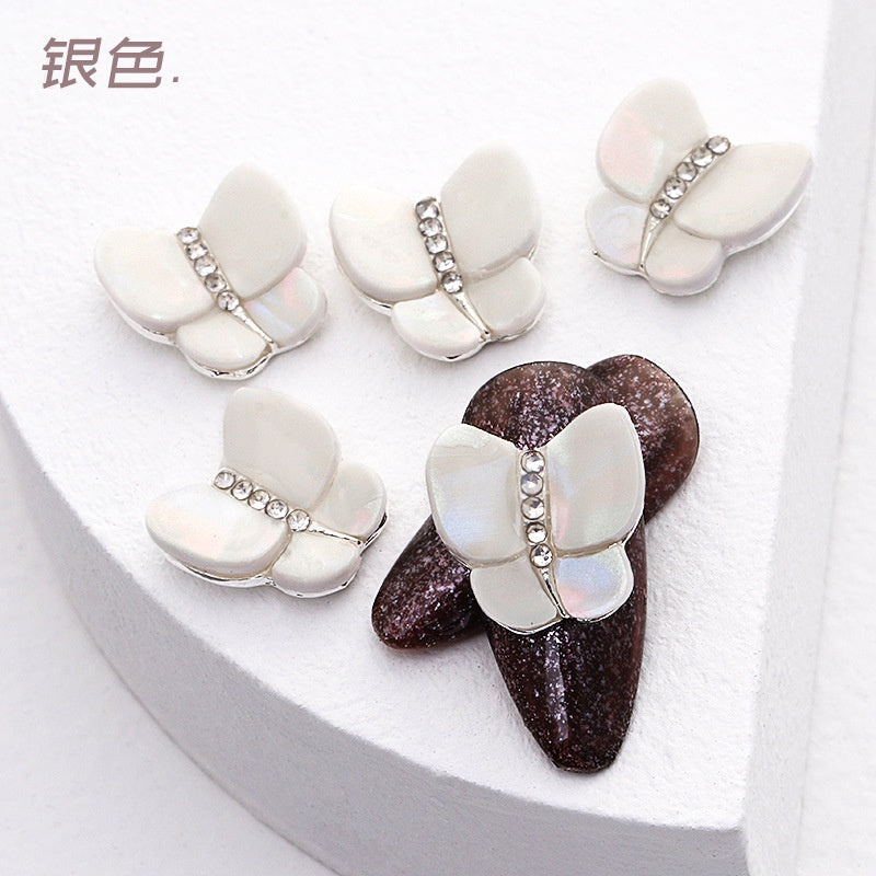 3PCS Alloy Nail Butterfly Japanese Cat's Eye Stone Multi-color 3D Nail Metal Nail Stickers Decoration