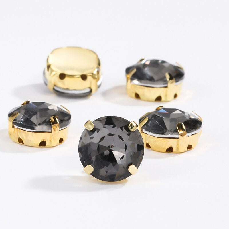 8/10mm 50pcs Round Rhinestones With Golden Claw for Dress Sew On Crystal Stone for Crafts Rhinestones Embellishments