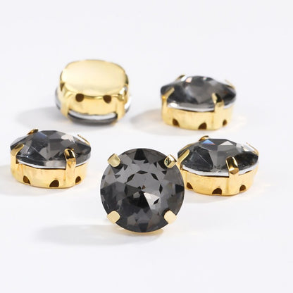 8/10mm 50pcs Round Rhinestones With Golden Claw for Dress Sew On Crystal Stone for Crafts Rhinestones Embellishments