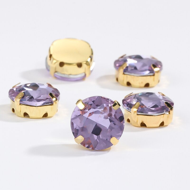 8/10mm 50pcs Round Rhinestones With Golden Claw for Dress Sew On Crystal Stone for Crafts Rhinestones Embellishments