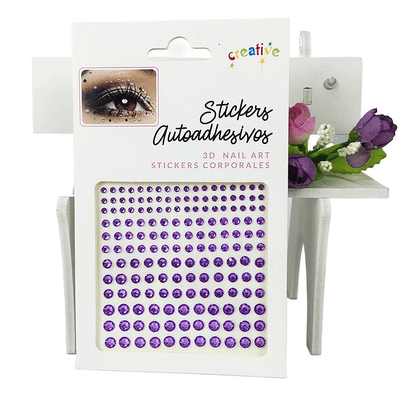 Cross-Border Hot Sell Face Rhinestone Diamond Sticker Eyebrow Eye Pad Forehead Face Decoration Acrylic Crystal Sticker Party Diamond Sticker