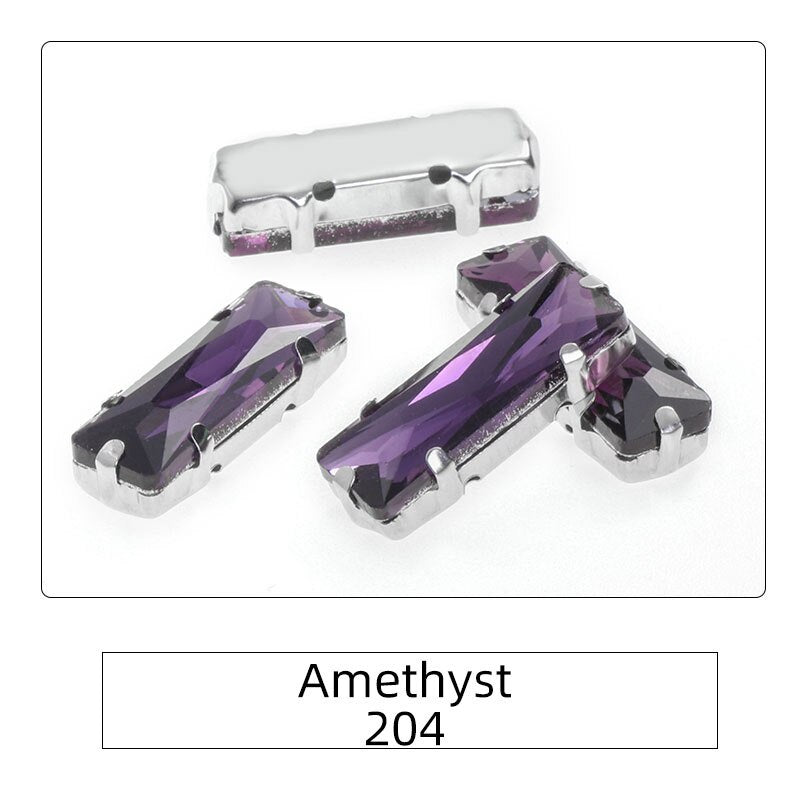 Rectangle 5x10 5x15 7x21mm Glass Crystal Sew On Rhinestones With Silver Claw Handicrafts Glitter Stones For Dress Beeds
