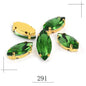 20pcs Leaf Shape Glass Rhinestones with Gold Bottom Horse Eye Claw Rhinestone Quadangle Glass Claw Hand Sewn Crystal Diy Clothing Shoes Bag Accessories 4*15mm/7*15mm