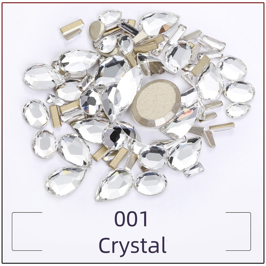 TonyBead 20Pcs Mixed Shape Flatback Stone Gem Glass Nail Art Rhinestone For Jewelry Making Loose Strass Crystal Nail Accessories Nail Drill kuku