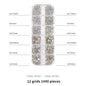 1440pcs 12 Grid Set Mixed Color Flat Nail Diamond AB Color Glass Crystal Phone Case DIY Accessories
