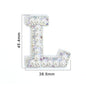 TonyBead 26 English Alphabet A-Z Pearl Letter Patches Rhinestone Patch Sewing On Patches Stripe Badge DIY Name