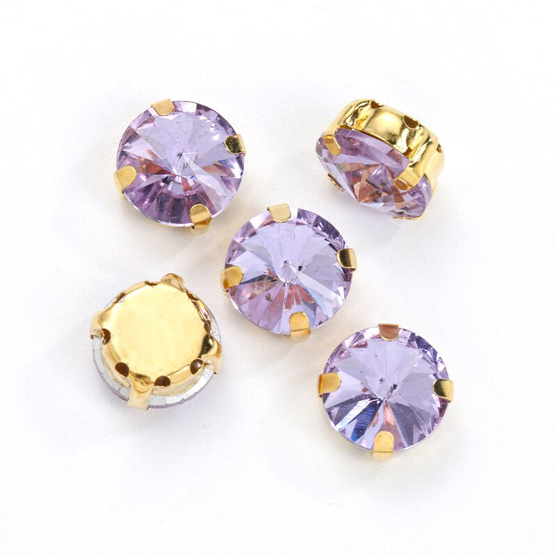 10/12mm Round Glass Rhinestones With Claw Sew On Crystal Stone Strass Diamond For Clothes Needlework DIY